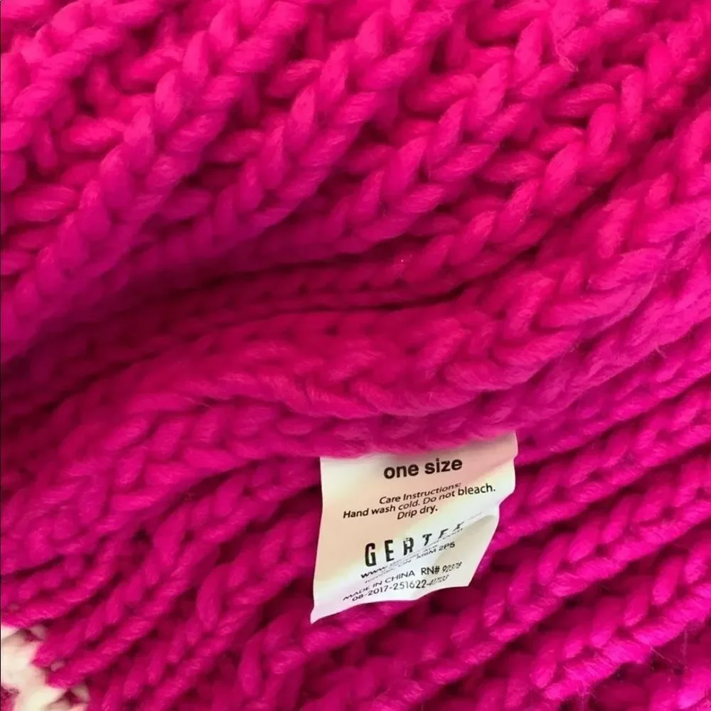 GIRLS KNIT STRIPED WINTER CAP HAT BY GERTEX PINK